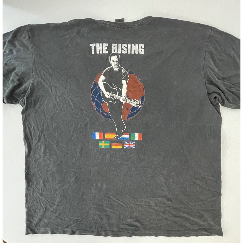 Bruce Springsteen The Rising World Tour T-Shirt Mens XXL Gray Garment Dyed - Picture 2 of 7